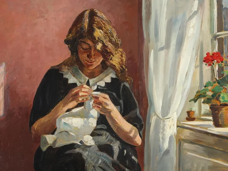 1870-Frederik Lange - Ragazza che ricama